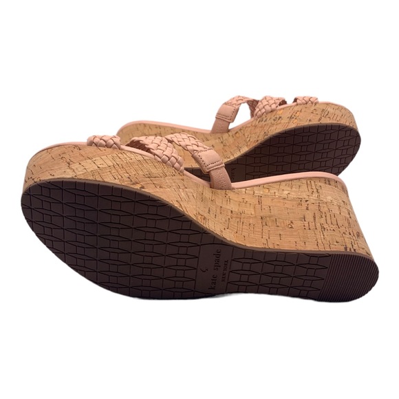 Kate Spade Wedges Pink Taravela Woven Cork Heel Wedges Baby Pink New Condition 7 - Picture 9 of 13